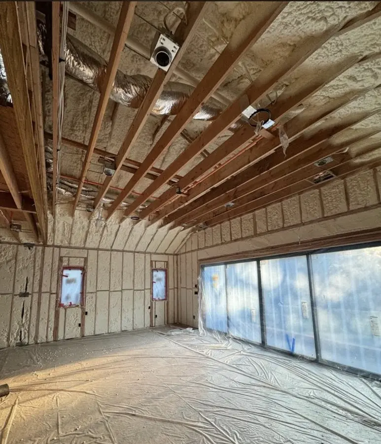 Interior walls and ceiling insulated with spray foam during new construction in Casa de Oro-Mount Helix
